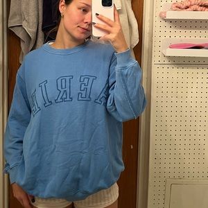 Aerie logo blue crewneck hoodie/sweatshirt